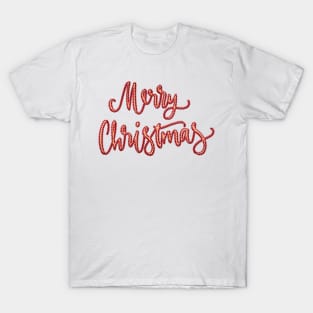 Merry Christmas in Candy Cane Stripes T-Shirt